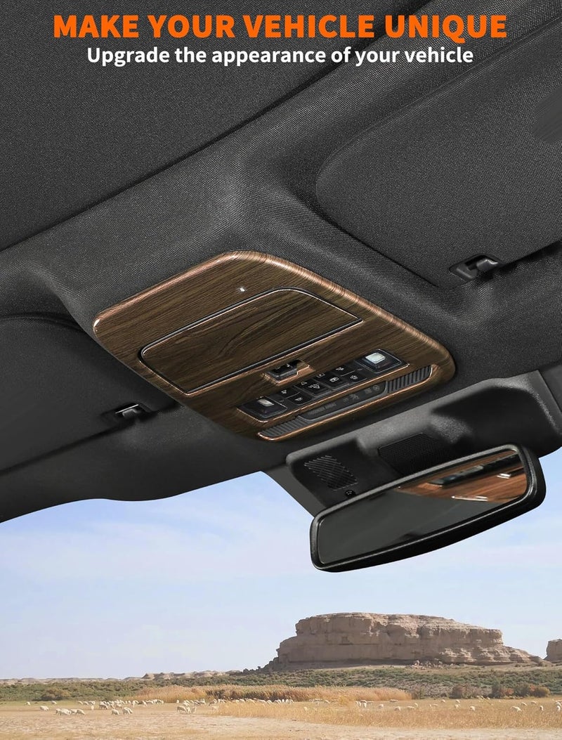 Savadicar Overhead Console Cover Trim for 2021-Present Ford F150, Wood Grain Finish Dome Light Panel Overlay Accent, Interior Decorative Accessories - Image 2
